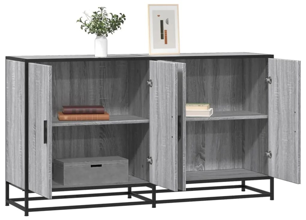 vidaXL Aparador 134x35x76 cm derivados de madeira cinzento sonoma