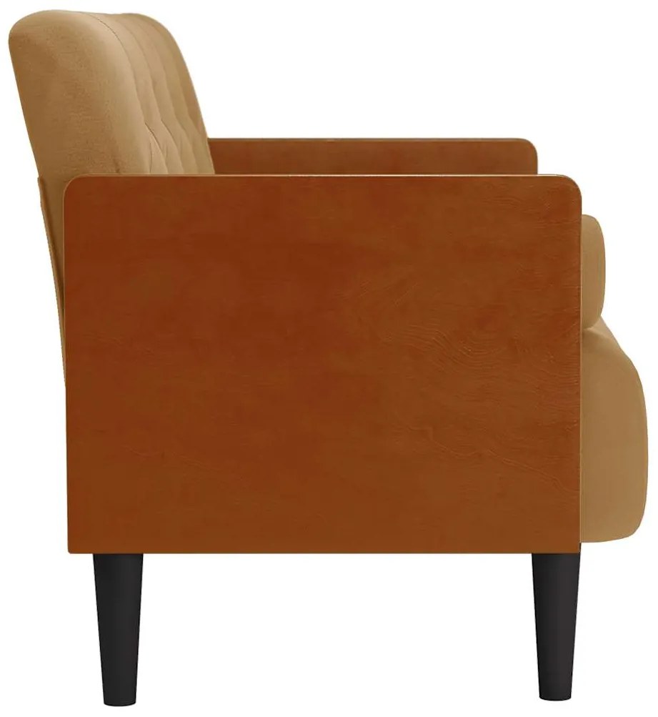 Sofá-luvas com rolos 110 cm veludo castanho