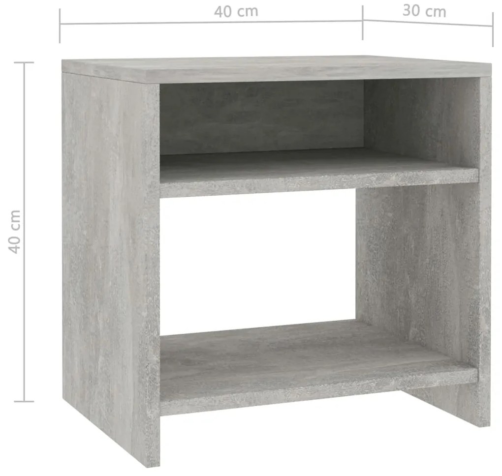 Mesa de cabeceira 40x30x40cm derivados de madeira cinza cimento