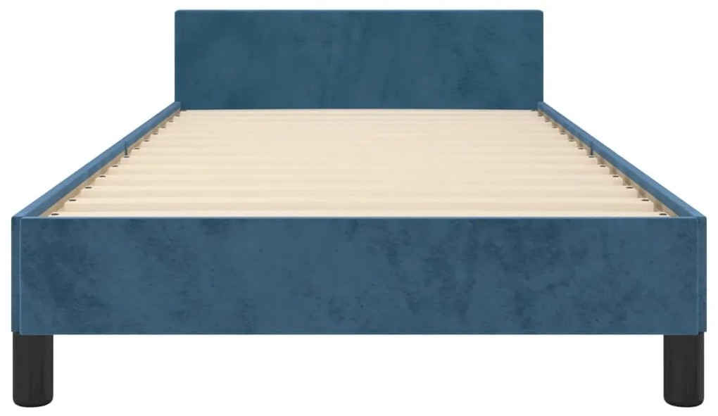 Estrutura de cama sem colchão 90x200 cm veludo azul-escuro