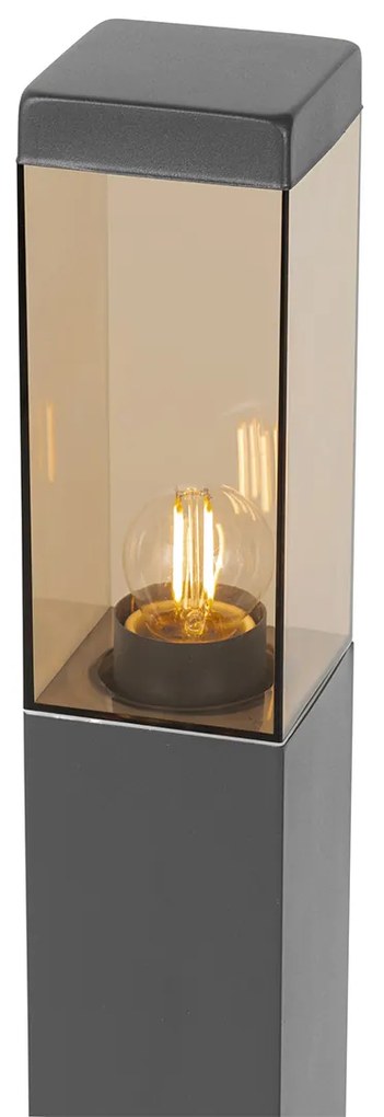 Candeeiro de poste exterior moderno cinzento escuro com fumo 80 cm - Malios Moderno