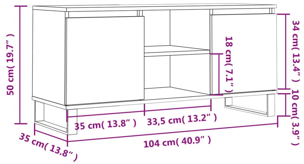 Móvel de TV 104x35x50 cm derivados de madeira branco