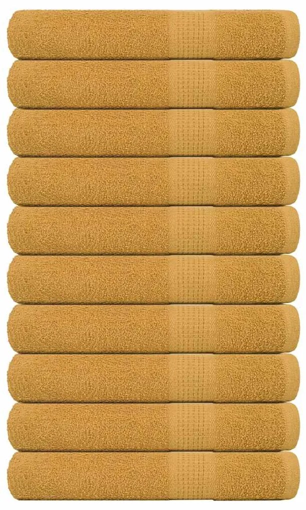 vidaXL Toalhas FROGN 10 pcs 100x200 cm 360 g/m² ouro