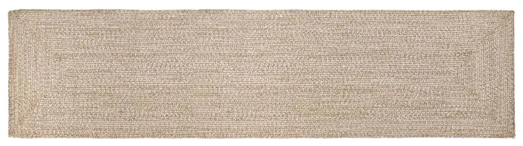 vidaXL Tapete Natural e branco 80 x 400 cm Juta