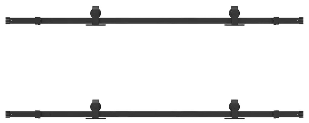 Kit de ferragens para porta deslizante 305 cm aço preto
