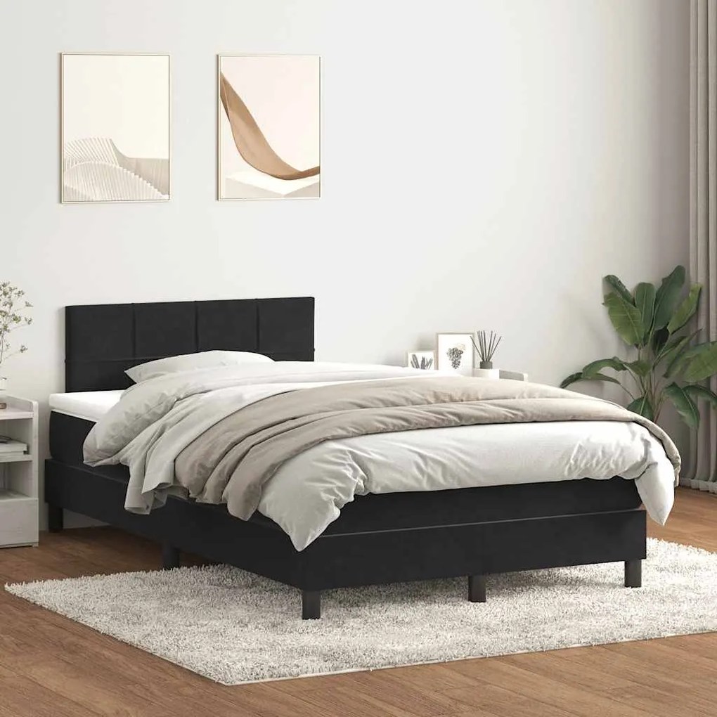 vidaXL Cama com molas/colchão 120x220 cm veludo preto