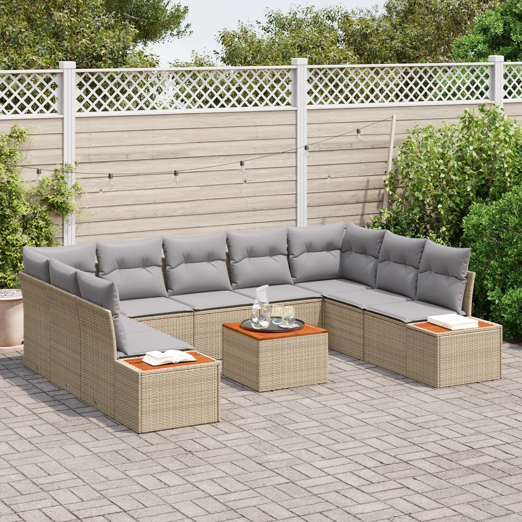 Conjunto de Sofá de Jardim vidaXL de 6 Peças com Almofadas Bege Poli R