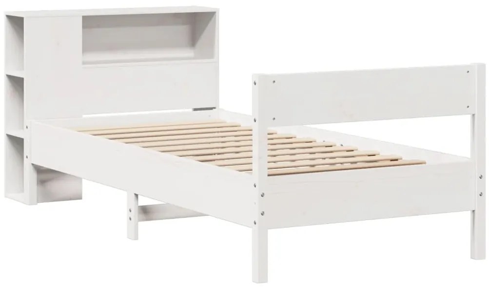 Cama com estante sem colchão 100x200 cm pinho maciço branco