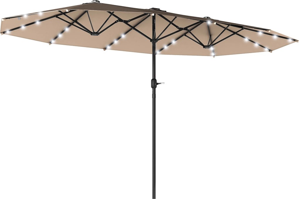 Outsunny Guarda-sol Oval Khaki 443 x 260 cm | Aosom Portugal