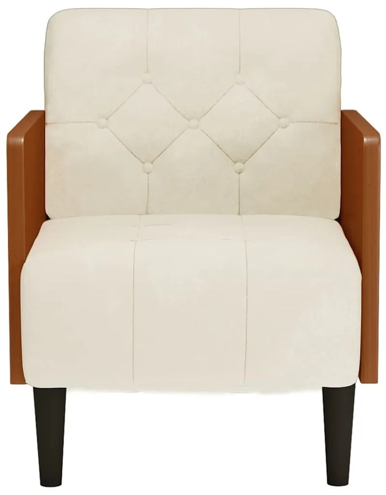 Poltrona com apoio de braços 55 cm veludo creme