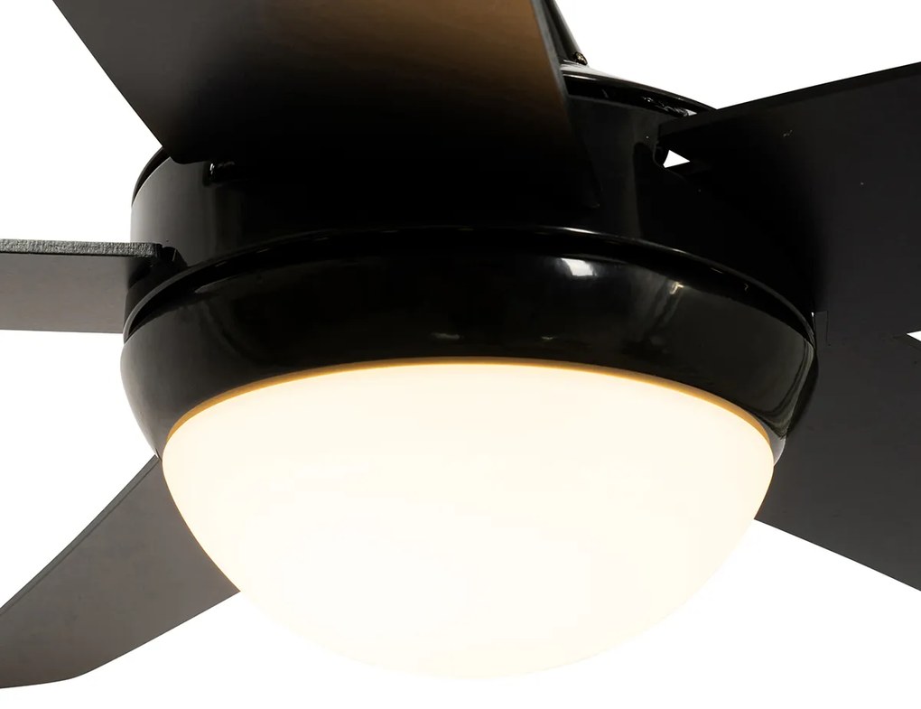 Ventilador de teto inteligente preto com impressão de madeira 132cm incl. LED regulável com controle remoto - Cool Moderno