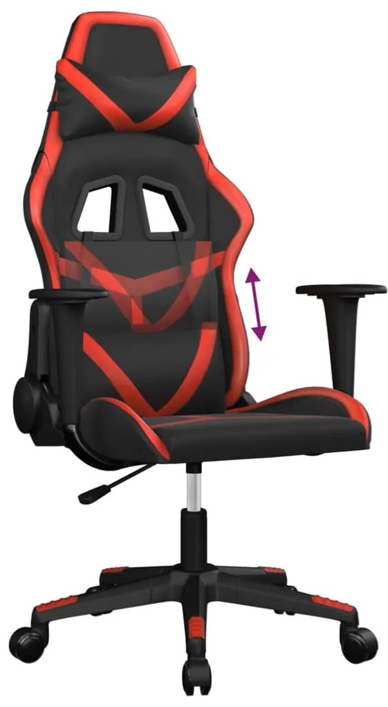 Cadeira gaming couro artificial preto e vermelho