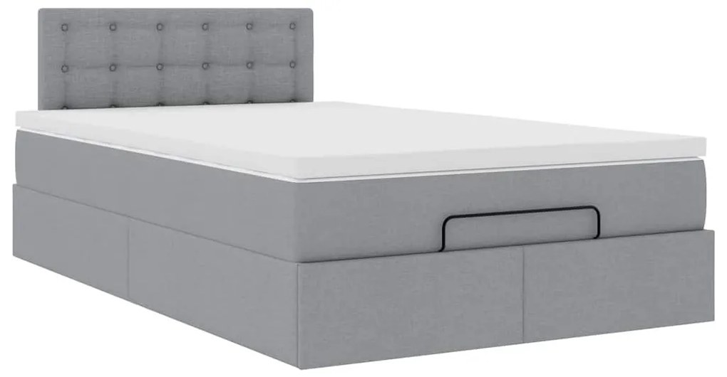 Cama otomana com colchão 120x190 cm tecido cinzento claro