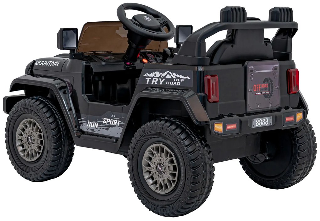 Carro elétrico para Crianças Off Road MOUNTAIN 12V Rodas Espuma EVA, Assento Couro ecológico Preto