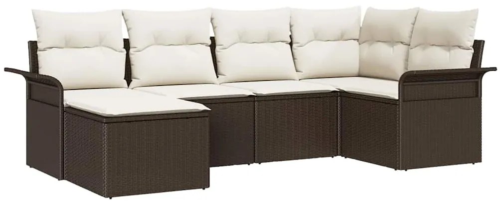 Conjunto de Sofá de Jardim vidaXL de 6 Peças com Almofadas Rattan Poli