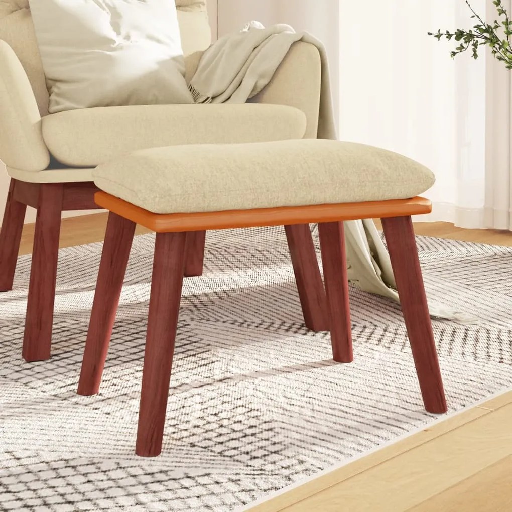 vidaXL Apoio de pés 45x29,5x35 cm tecido/couro artificial cor creme