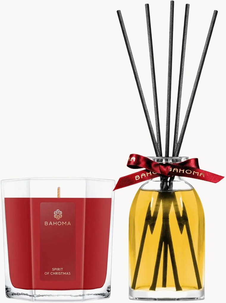 Difusor com varetas e vela perfumada Spirit of Christmas, conjunto de 2 (cassis, mirtilo, tangerina)