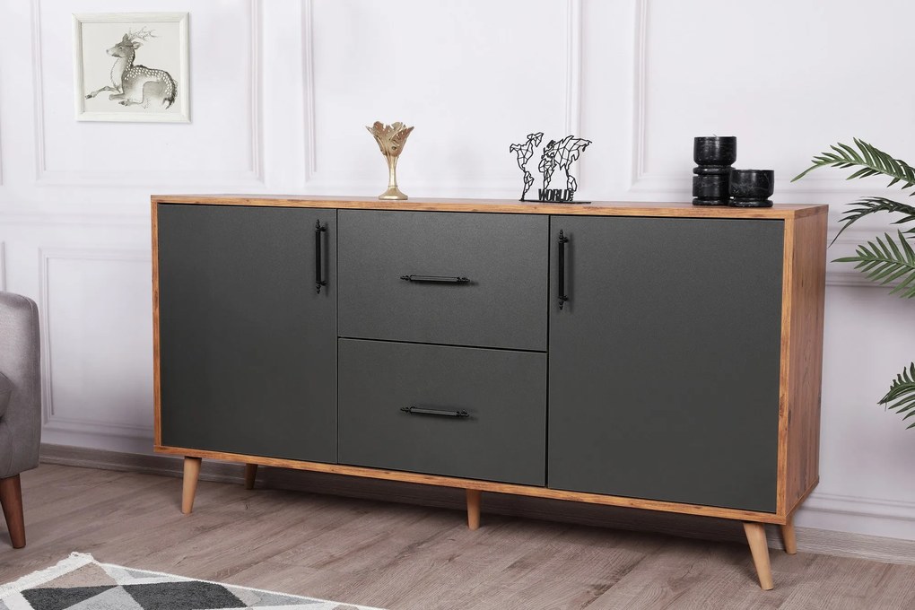 Console Cordoba – Walnut Anthracite – 160 cm x 77 cm x 40 cm