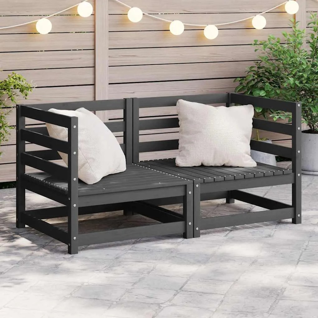 Sofás de canto para jardim 2 pcs pinho maciça cinzento