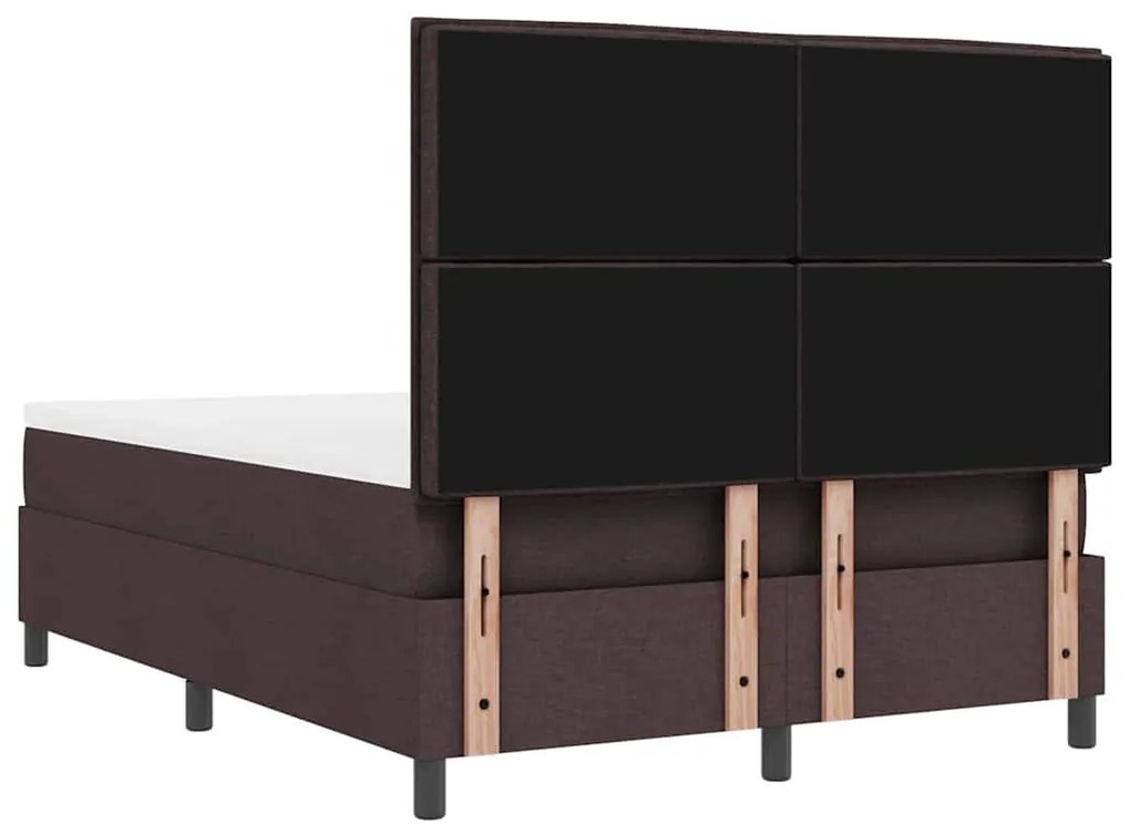 Cama Box Spring com Colchão &amp; Banco Castanho 140x200 cm Tecido