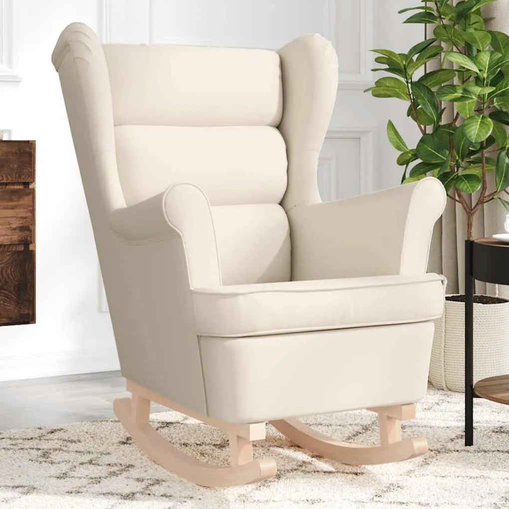 vidaXL Cadeira de baloiço 74x90x102 cm tecido cor creme