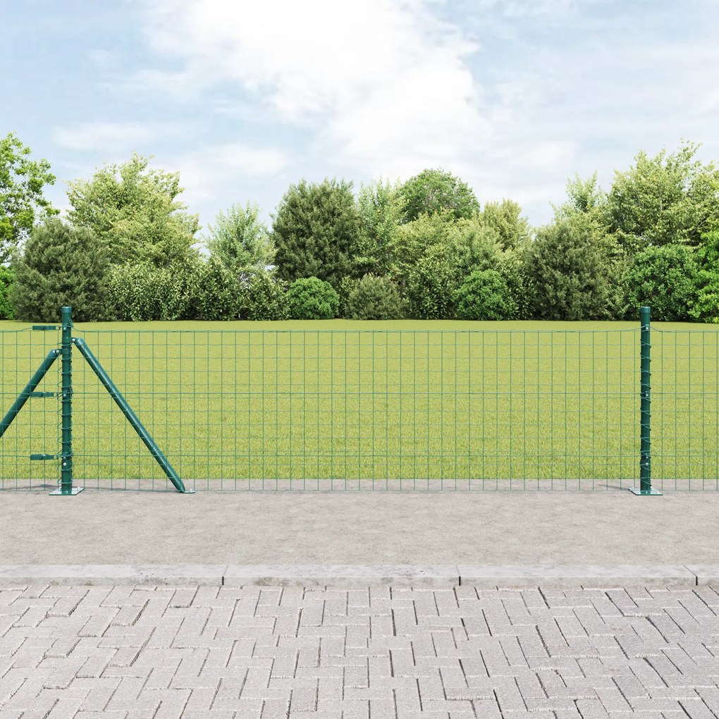 Cerca Euro com 13 Postes Flangeados 0.4x50 m Aço Galvanizado