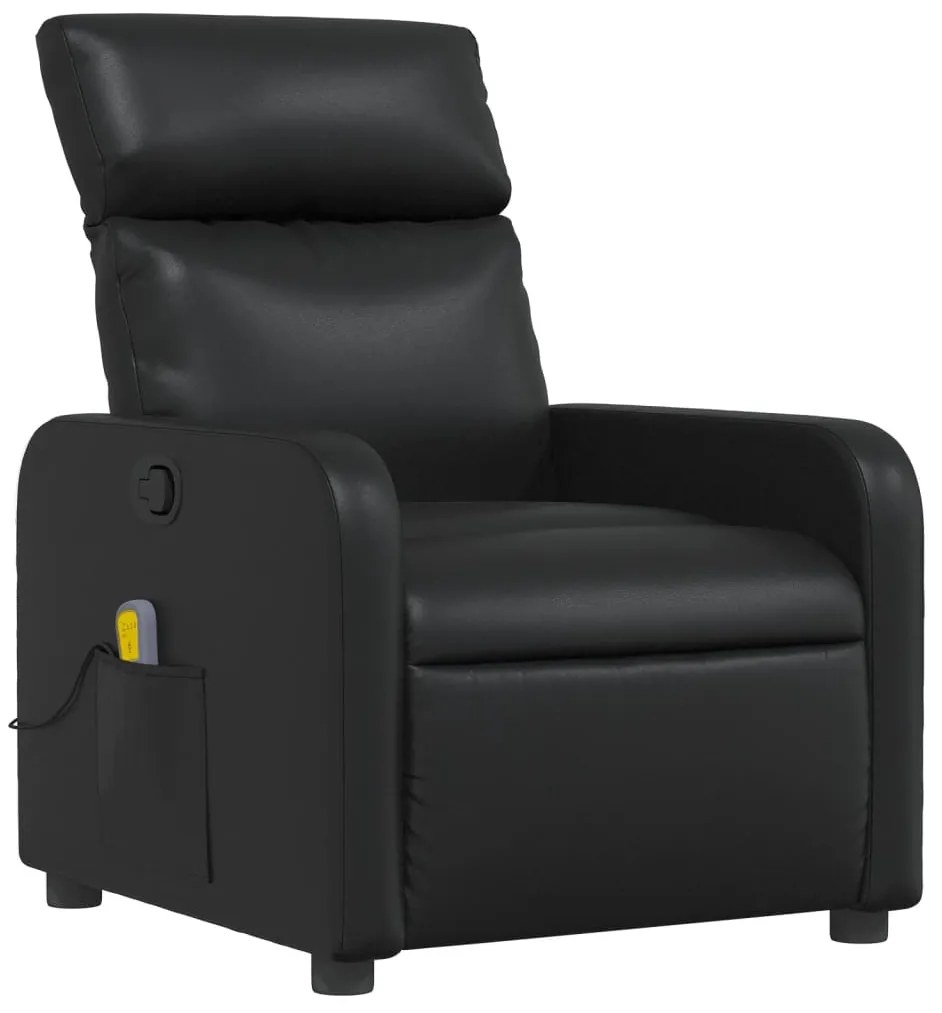 Poltrona de massagens reclinável couro artificial preto
