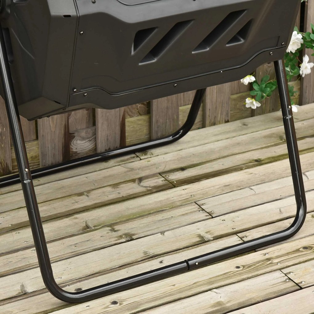 Compostor Giratório de Dupla Câmara – ÉcoCycle 160L – Preto e Verde –