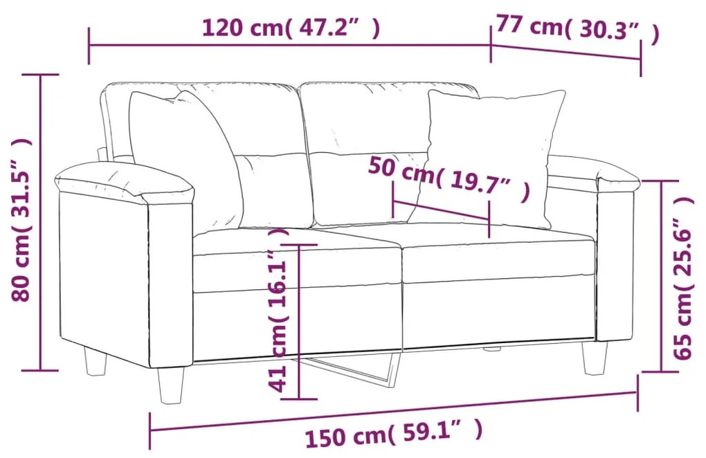 Sofá 2 lugares + almofadas decorativas 120cm couro artif. cinza