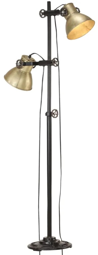 Candeeiro de pé com 2 abajures E27 ferro fundido bronze