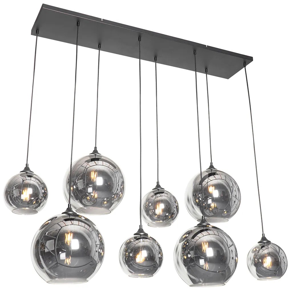 LED Candeeiro de suspensão inteligente preto com vidro fumê incl. 8 Wifi G95 - Sandra Art Deco