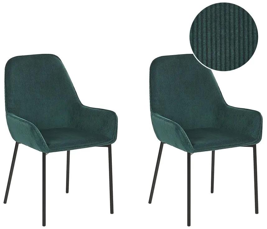 Conjunto de 2 cadeiras de jantar em bombazine verde LOVERNA Beliani