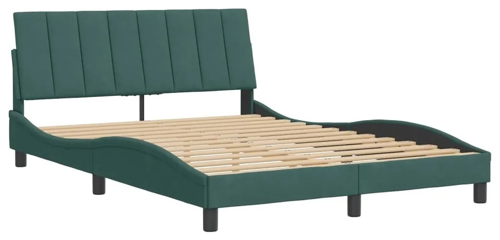 Estrutura de cama sem colchão 140x200 cm veludo verde-escuro