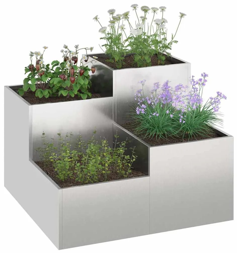 Jardineira vidaXL 80x80x60 cm em Aço Inoxidável