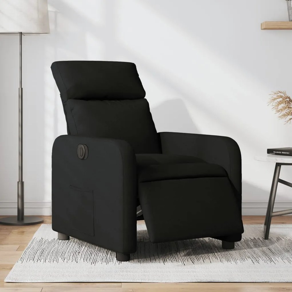 vidaXL Poltrona elétrica reclinável tecido preto