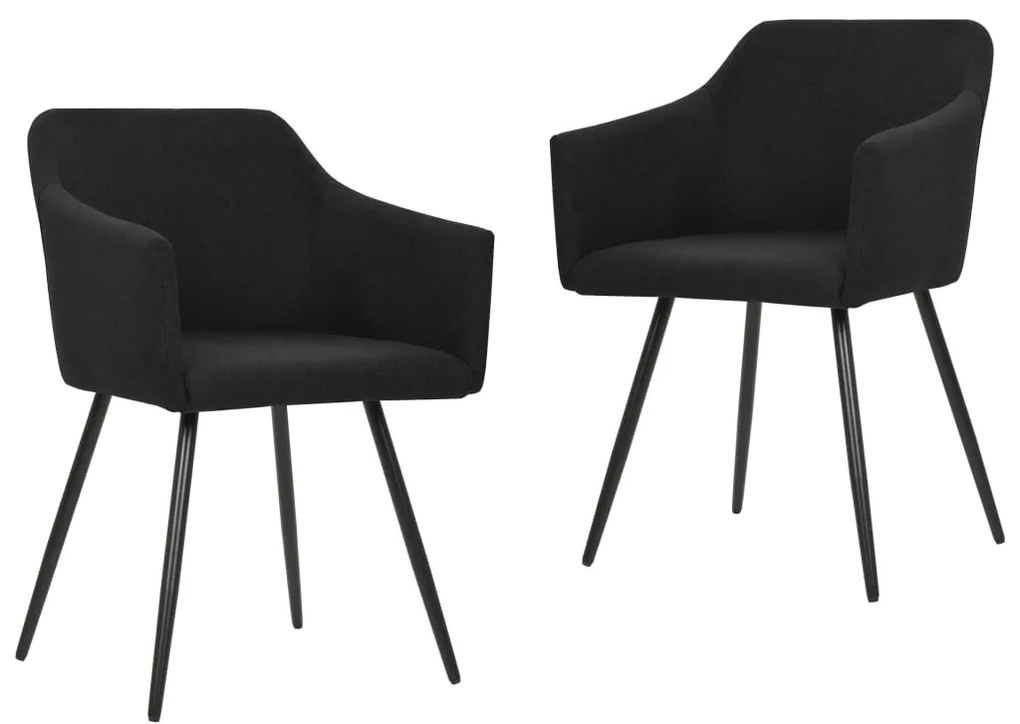 vidaXL Cadeiras de jantar 2 pcs tecido preto