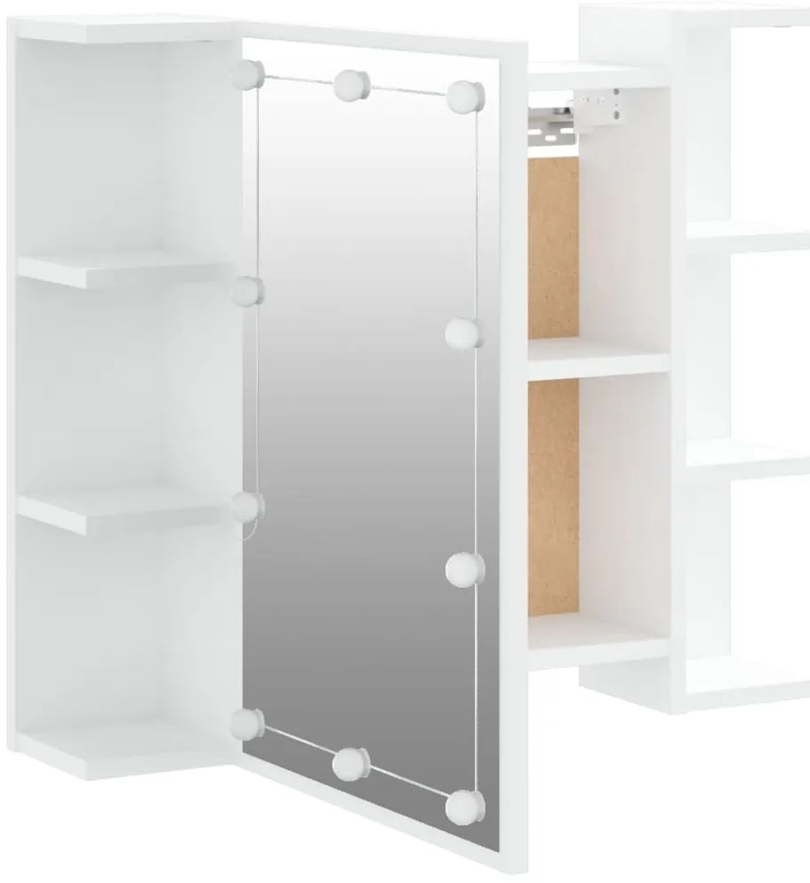Armário espelhado com luzes LED 70x16,5x60 cm branco