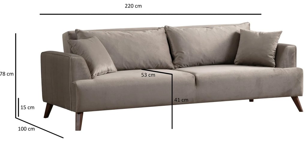 **** Sofá de 3 Lugares Buhara – Cinzento Claro – 100x78x220 cm
**