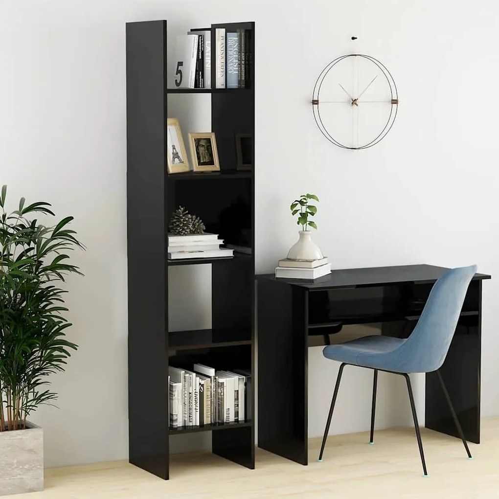 vidaXL Estante 40x35x180 cm contraplacado preto brilhante