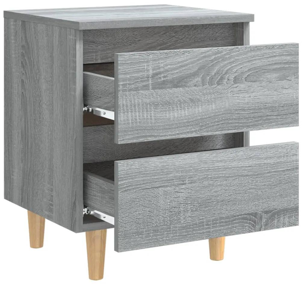 Mesa cabeceira + pernas madeira maciça 40x35x50 cm sonoma cinza
