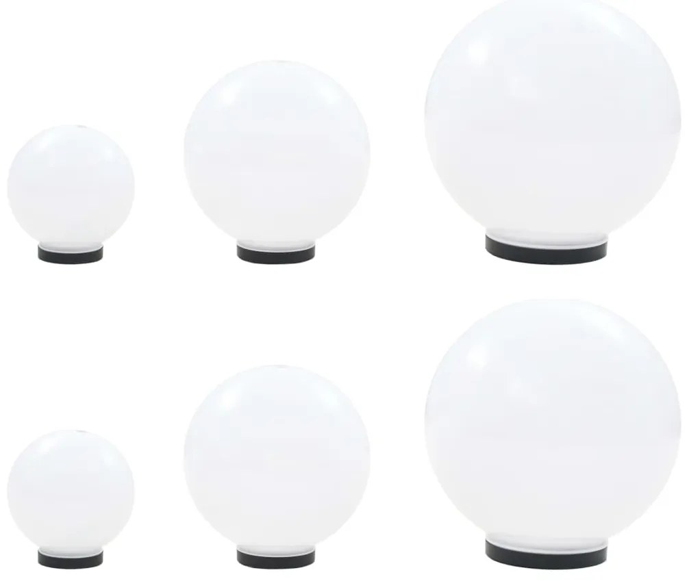 6 pcs conjunto de candeeiros esféricos LED 20/30/40 cm PMMA