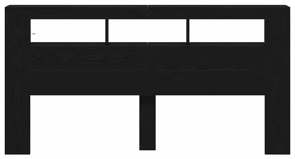 Cabeceira de Armazenamento vidaXL com Luzes LED Carvalho Preto 200x18,