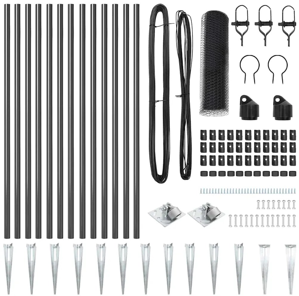 Conjunto de Cercas Conjunto de 2 Cinza Metal, Malha Grande