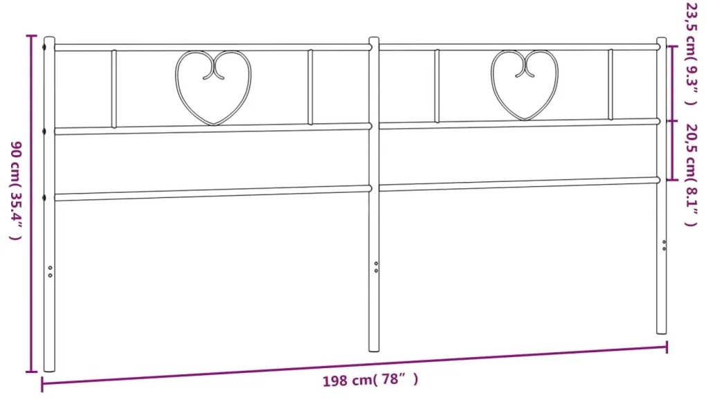 Cabeceira de cama 193 cm metal preto