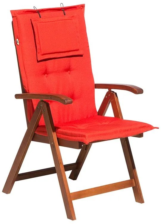 Cadeira de jardim em madeira de acácia com almofada terracota claro TOSCANA Beliani
