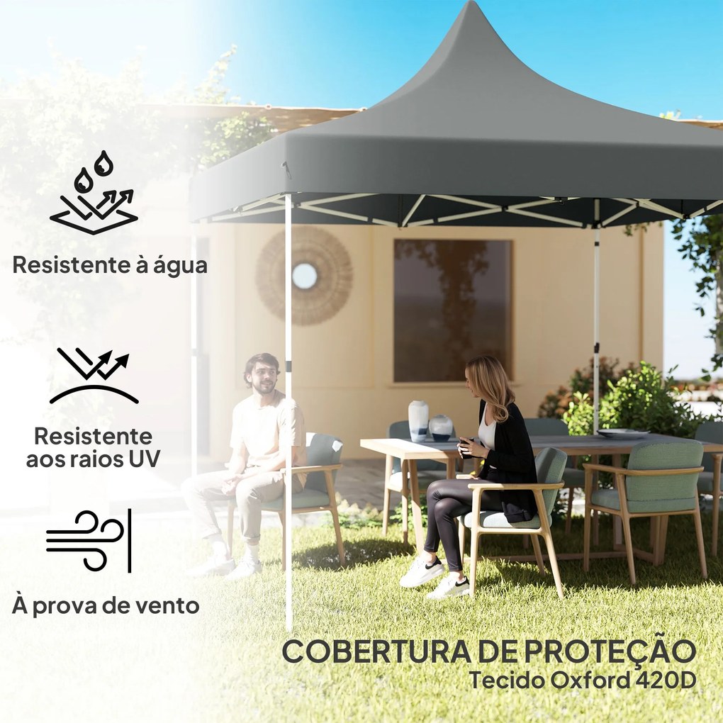 Tenda Dobrável Pop-Up 3x3 m Tenda Dobrável com 4 Paredes Laterais Anti