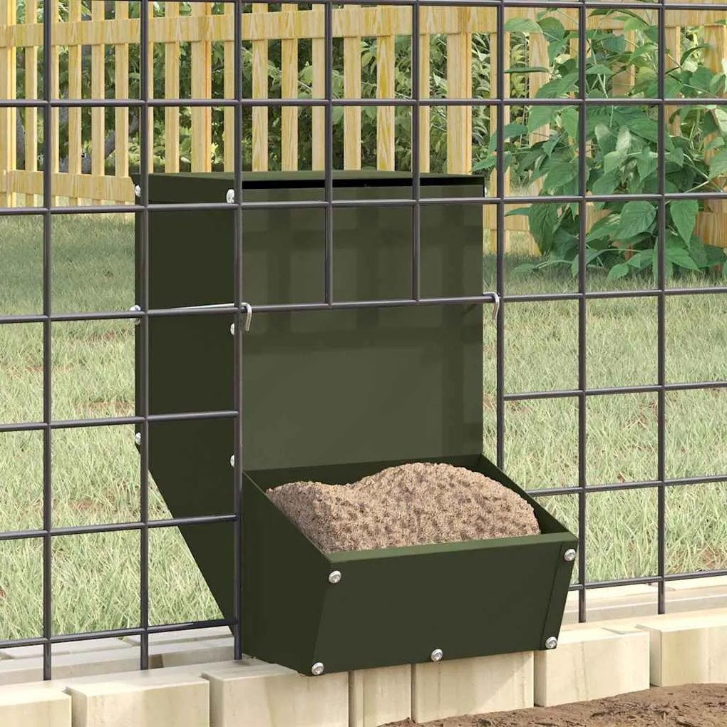 vidaXL Comedouro para Coelhos Verde Oliva 17,5 x 26 x 28,5 cm