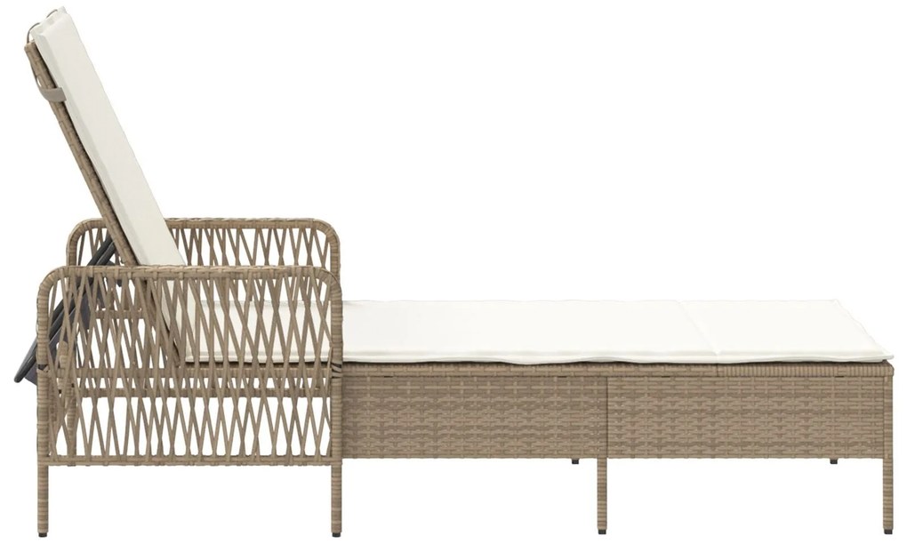Espreguiçadeira Bege e creme Vime PE 157 x 55 x 92 cm Dobrável