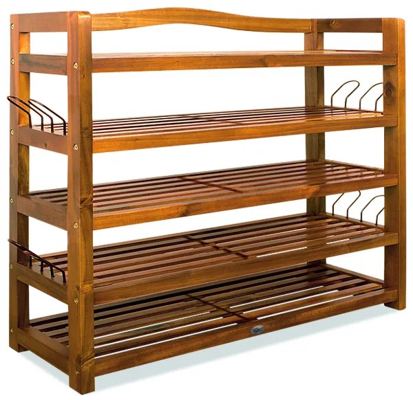 Sapateira em madeira de acácia com 5 prateleiras estáveis 95 x 26 x 82 cm Castanho