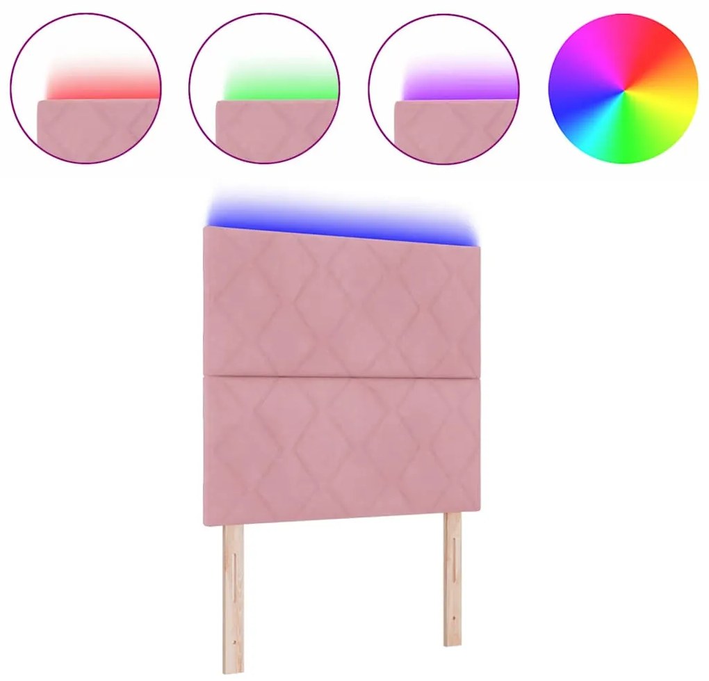 Cabeceira LED Bloco de Diamante Rosa 100 cm em Veludo